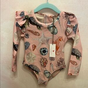 Pink Chicken Sea Life Print Bodysuit
